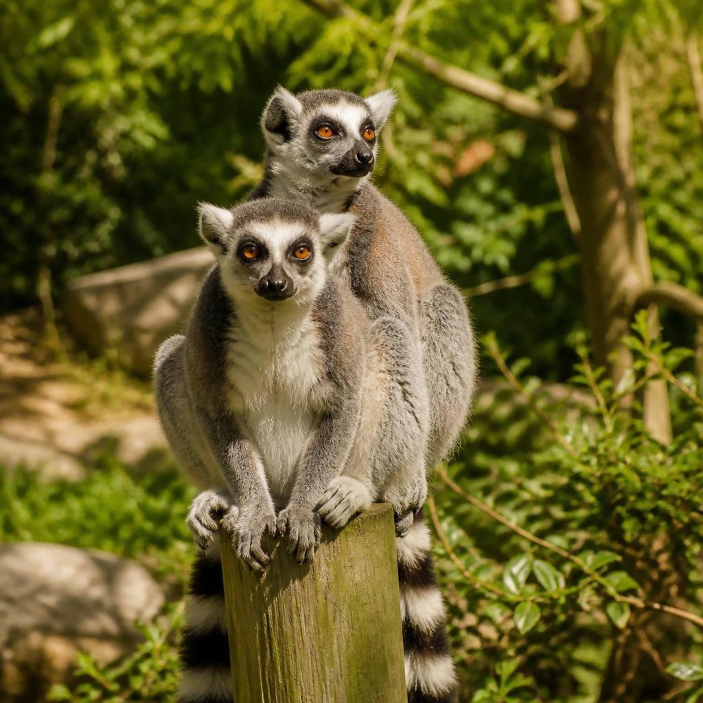 Ring-tailed lemurs in the Lemur Walkthrough at Cotswold Wildlife Park