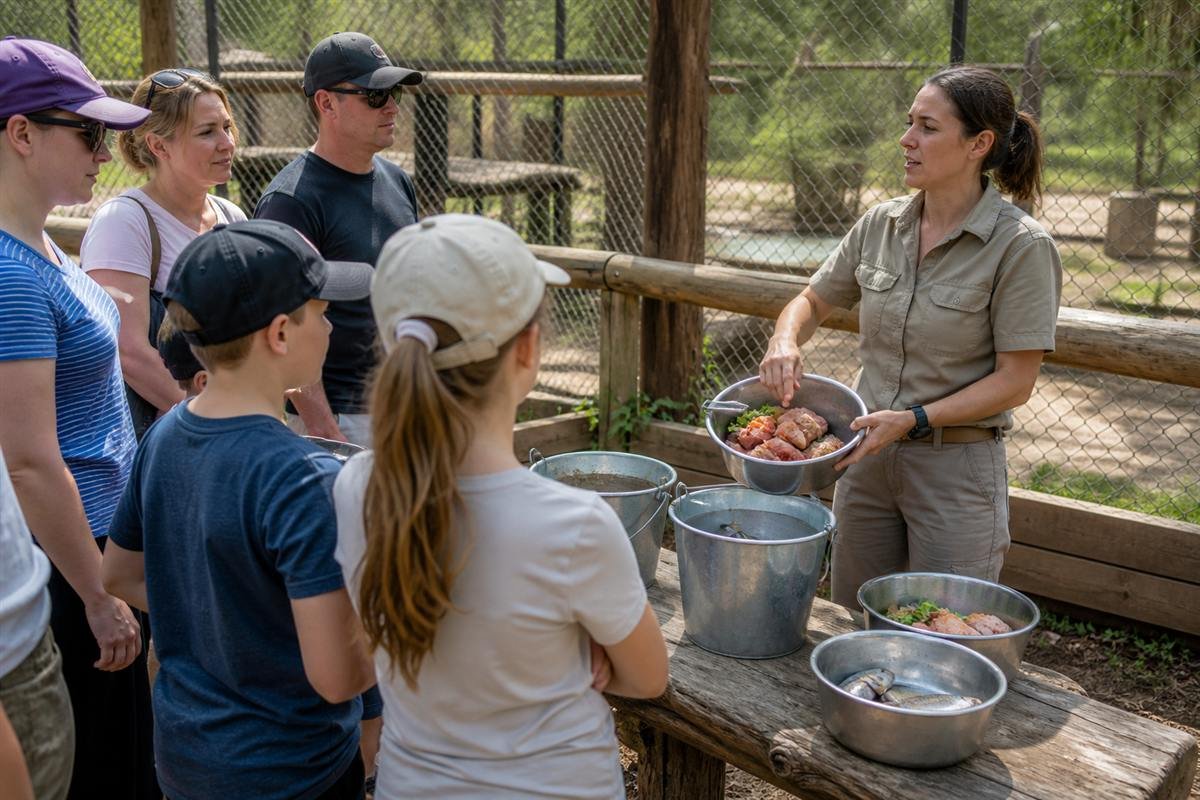Keeper preparing food during a behind-the-scenes experience at Cotswold Wildlife Park